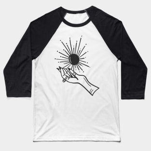 Cosmic Crystal Ball Hand Black Baseball T-Shirt